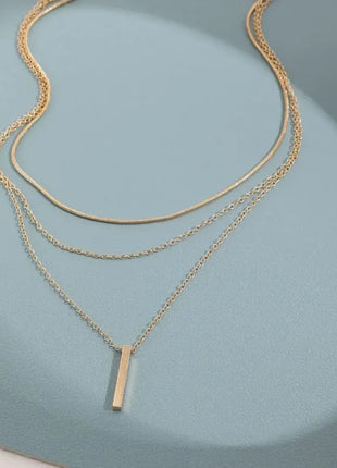 Collana impilabile a tre strati in argento sterling 925 da donna con ciondolo a striscia semplice, gioielli con catena a clavicola ipoallergenica impermeabile PlatiNum