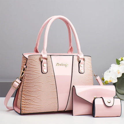 Large Capacity Crocodile Pattern Mother-Daughter Handbag Set Women's Shoulder Bag Fashionable PU Material Autumn Winter Bag PlatiNum