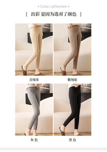 New Women's Cashmere Leggings Soft Comfortable Stretchy Solid Color Long Pants for Autumn Winter Season