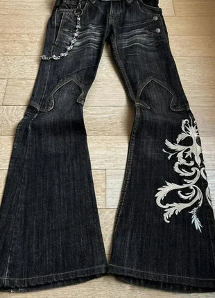 Jeans Larghi Y2K Micro La Retro 2006, Nuovi Pantaloni a Vita Alta Stile Harajuku, Jeans Larghi Ricamati da Donna con Stile Rock Punk