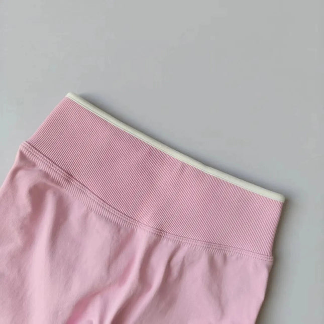Women's Seamless Gym Solid Color Sports Pants White Edge Waist Tight High Waist Hip Lifting Yoga Pants Running Exercise Pants PlatiNum