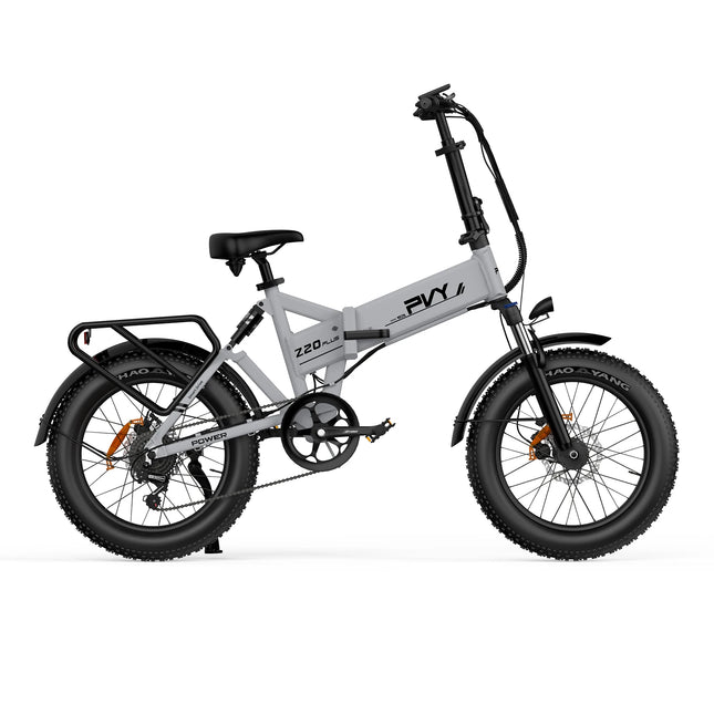 [EU DIRECT] PVY Z20 PLUS Foldable Electric Bicycle, 20*4.0 Inch Fat Tires with Triple Suspension Shock Absorption, 100N.m Torque, 48V 16.5Ah Battery - Grey