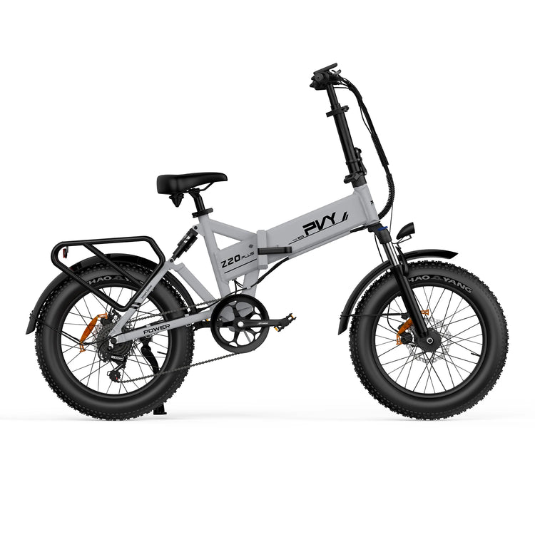 [EU DIRECT] Bicicletta Elettrica Pieghevole PVY Z20 PLUS, Pneumatici Fat da 20*4.0 Pollici con Tripla Sospensione Ammortizzata, Coppia 100N.m, Batteria 48V 16.5Ah - Grigio