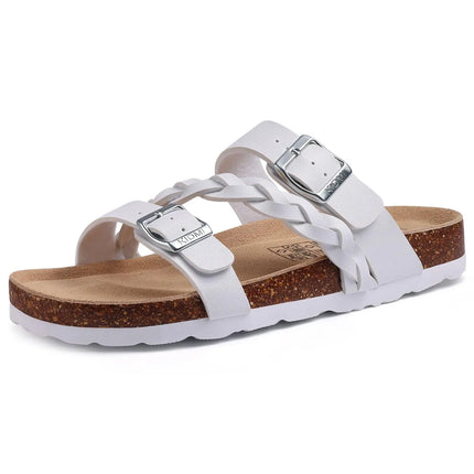 Crestar Sandali con pedana in sughero da donna Sandali scorrevoli slip-on con fibbia alla moda da donna Nuove pantofole comode estive con supporto per l'arco plantare