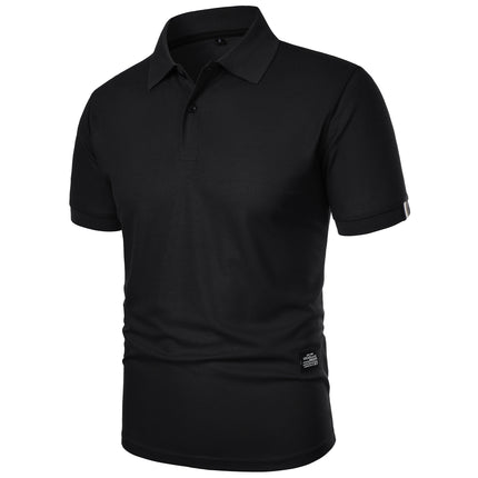 Men's Casual Short Sleeve Button-Up Lapel Solid Color T-Shirt