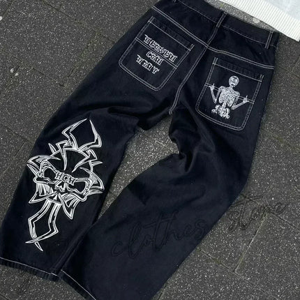 Streetwear New Fashion Stampa oversize Jeans larghi Y2K Harajuku Hip-hop Vintage Popolare Goth Pantaloni a gamba larga a vita alta Pantaloni