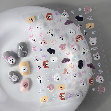 1Pcs 5D Lovely Dog/Cat Nail Art Stickers Cartoon Puppy Kitten Pet Animal Adhesive Nail Decals Y2K Manicure Decorations Sliders &