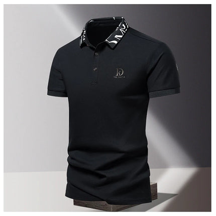 Men's fashionable summer POLO ice silk quick-drying T-shirt short-sleeved solid color loose fit business collar