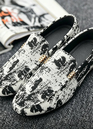 Mocassini stampati alla moda per uomo, scarpe basse estive traspiranti, scarpe casual da uomo, comode scarpe da guida antiscivolo, scarpe slip-on da uomo