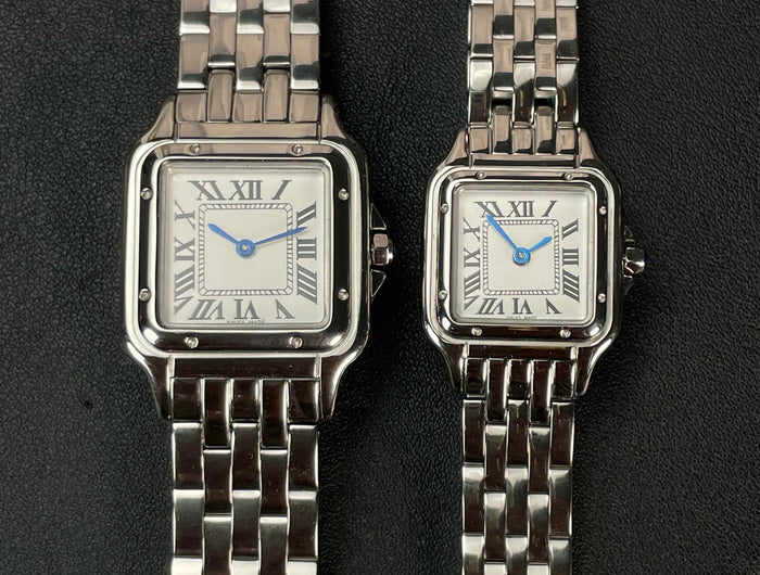 Classico orologio al quarzo quadrato retrò con numeri romani, orologio da coppia, orologio da uomo e da donna di lusso, regalo alla moda in acciaio inossidabile platinumshop