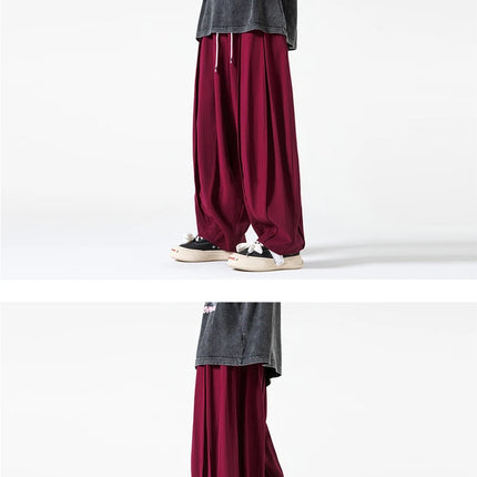 Pantaloni a Gamba Dritta da Uomo, Casual e alla Moda, con Vita Alta Elasticizzata, Stile Harajuku, Larghi, Streetwear, Taglie Fino a 5XL