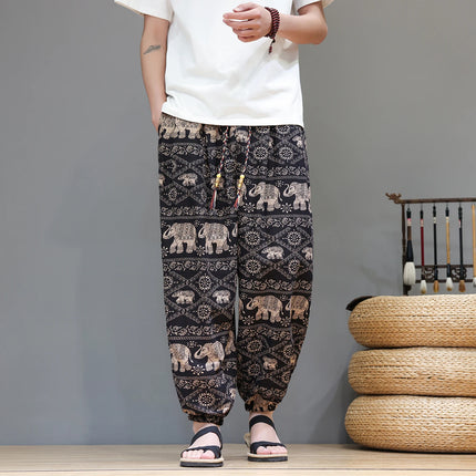 Nuovi pantaloni jogger da uomo in cotone primaverile, pantaloni oversize alla moda, hip hop con graffiti floreali, vita elastica, pantaloni harem, streetwear maschile