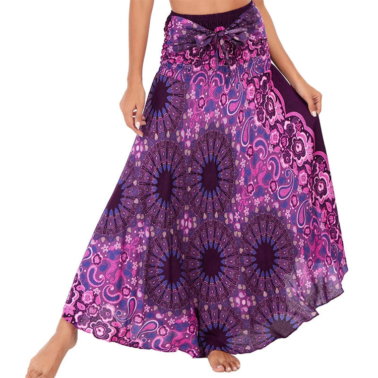 Boho Gonne Donna Rayon Beach Abito lungo Estate Bohemian Jupe Longue Femme Elastico in vita Stampa Fasciatura floreale Halter Hippie platinumshop
