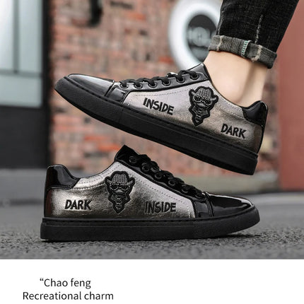 Men Casual Shoes Patent Leather Flats Skate Men Cool Driving Shoes Male Walking Shoes Sneakers Dress Trend the Latest Leisure