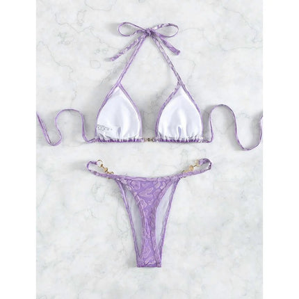S-XL Leopard Halter Mini Micro Perizoma Bikini Donna Costumi da bagno Costume da bagno femminile Bikini a due pezzi Bagnante Costume da bagno Swim V5207 platinumshop