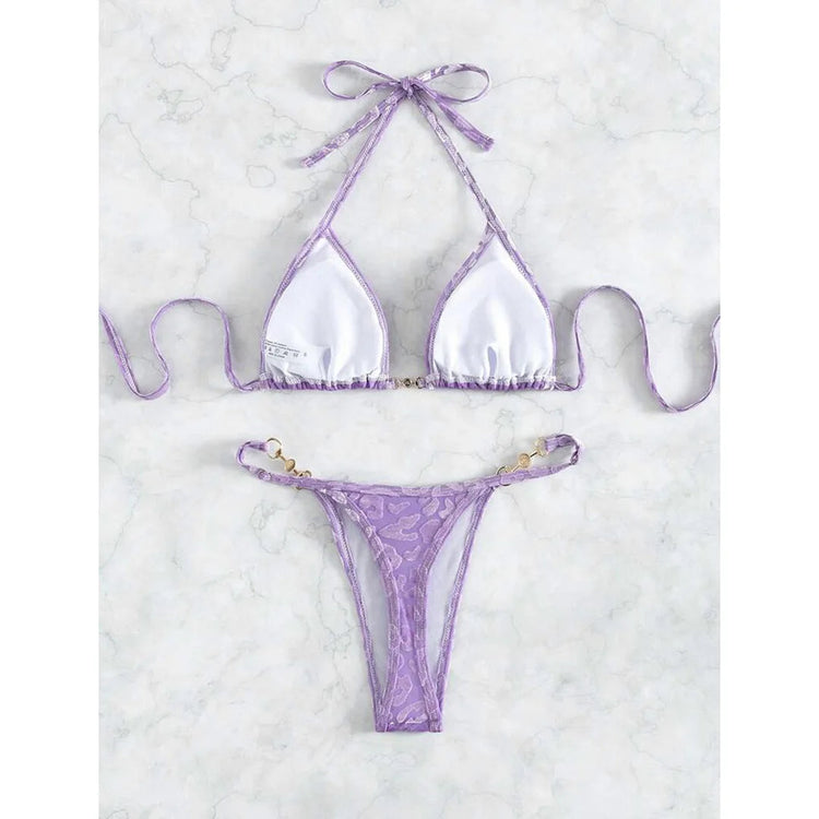 S-XL Leopard Halter Mini Micro Perizoma Bikini Donna Costumi da bagno Costume da bagno femminile Bikini a due pezzi Bagnante Costume da bagno Swim V5207 platinumshop