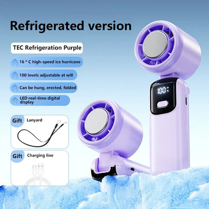 Ventilatore da tavolo USB Lenovo Fast Chill Ice Compress pieghevole/da appendere, con funzione di raffreddamento a ghiaccio, portatile, 100 velocità, Turbo, per esterni