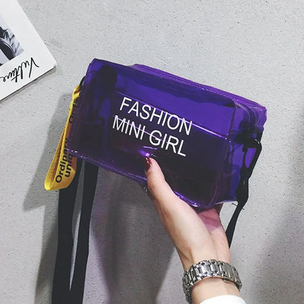 Borsa a Tracolla Trasparente con Effetto Laser per Donne, Mini Borsa Messenger alla Moda in PVC Colorato, Piccola Borsa Tote