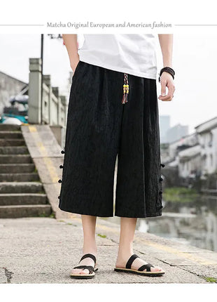Pantaloni da samurai giapponesi Kimono da uomo Pantaloni casual in cotone retrò da uomo Pantaloni larghi casual Hip Hop Harajuku di alta qualità da uomo