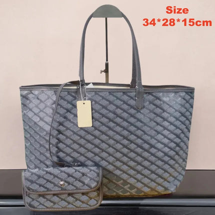 Borsa tote da donna in vera pelle da 34 cm, borsa alla moda, set da 2 pezzi con mini portafoglio in pelle abbinato per lo shopping quotidiano