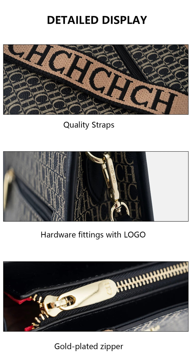 CHCH Fashion Monogram Print High Quality Metal Logo Casual Light Luxury Brand Designer 2025 New Women's Handbag bolsos mujer PlatiNum
