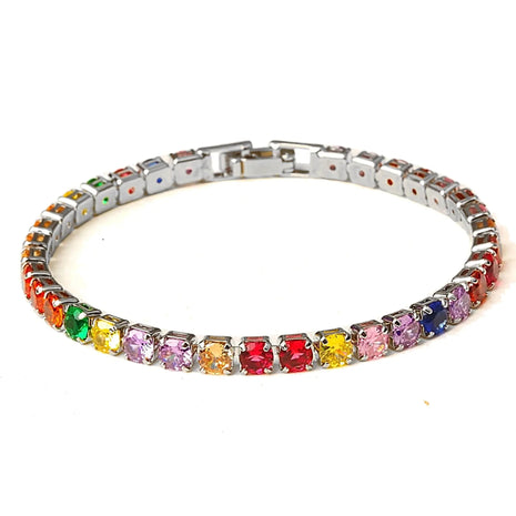 4mm Cubic Zirconia Tennis Bracelet Iced Out Chain Bracelets For Women Men Silver Color Men Bracelet CZ Chain Homme Jewelry PlatiNum