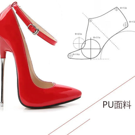 Sexy 16cm Extreme High Heels Pumps Shoes Woman Fashion Key Black Red Heeled Dance Party Wedding Office Shoes Ladies Large Size PlatiNum