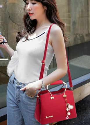 Yogodlns Luxury Pendant Handbag For Women PU Leather Tassel Shuolder Bag Designer Handle Bag Brand Shopping Mommy Shoudler Bag PlatiNum