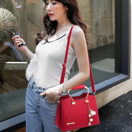 Yogodlns Luxury Pendant Handbag For Women PU Leather Tassel Shuolder Bag Designer Handle Bag Brand Shopping Mommy Shoudler Bag PlatiNum