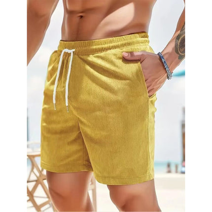 Pantaloncini da uomo in velluto a coste estivi 2026, casual, leggeri, vestibilità ampia, pantaloncini da spiaggia e surf da uomo platinumshop