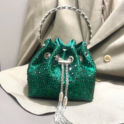 Handle Rhinestones Evening clutch Bag Purses and handbag luxury Designer shoulder bag Shiny Crystal Clutch purse bucket bag PlatiNum
