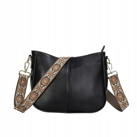 Borsa a Tracolla Vintage in Pelle PU per Donna con Tracolla Larga Ricamata, Borsa di Lusso Firmata, Borsa Casual da Donna, Borsa Messenger