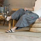 Kimono giapponese Pantaloncini tradizionali Pantaloni asiatici da uomo Samurai giapponese Pantaloni larghi da uomo in lino Yukata casual allentati