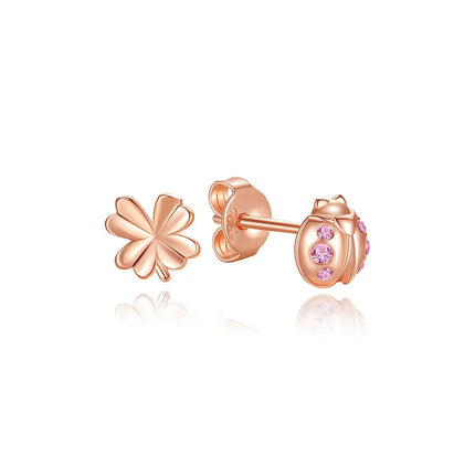 Orecchini Originali in Argento Sterling 925, Modello 2026, a Perno e a Cerchio con Cristalli, per Donna, in Oro Rosa, con Corona, Cuore, Infinito, Ape, Gioielli platinumshop