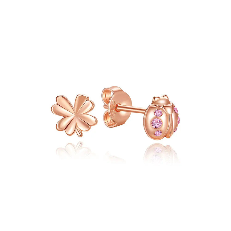 Orecchini Originali in Argento Sterling 925, Modello 2026, a Perno e a Cerchio con Cristalli, per Donna, in Oro Rosa, con Corona, Cuore, Infinito, Ape, Gioielli platinumshop