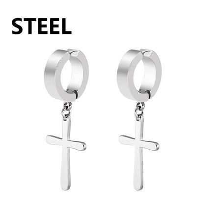 1/16 paia di orecchini a bottone magnetici da uomo in acciaio inossidabile con croce Non penetrante orecchini a cerchio Unisex CZ Magnet Clip on Earring platinumshop