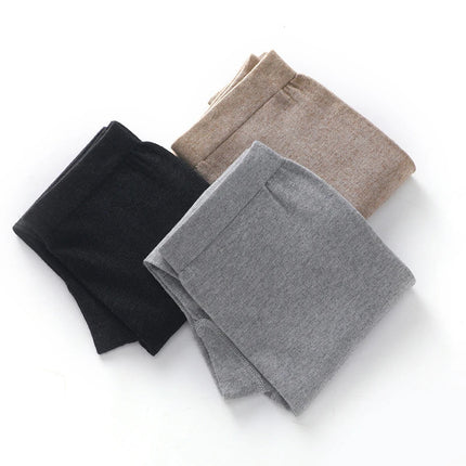 100% Wool Pants Women's Autumn and Winter Knitted Leggings Solid Color Warm Solid Color Wool Leggings Women's Clothes PlatiNum