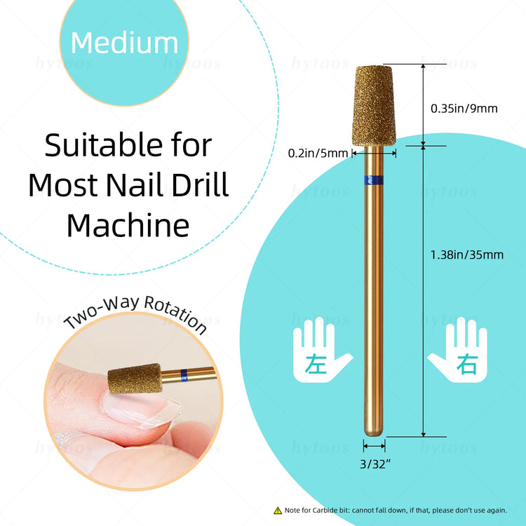 HYTOOS 5Pcs/Set Titanium Nail Drill Bits Diamond Cuticle Clean Nail Bit Professional Safety Cuticle Dead Skin Nail Cleaner Tool