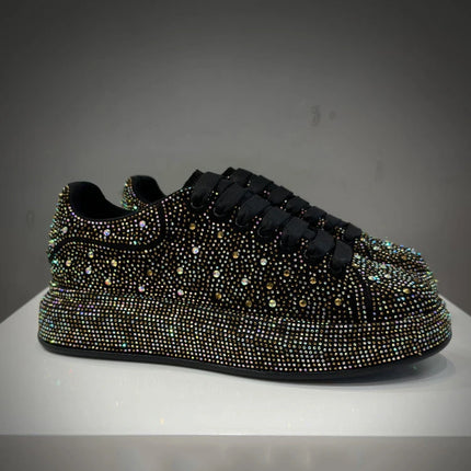 Luxury New Men Rhinestone Lace Up All Match Brand Shoes Causal Flats Loafers Sports Walking Sneakers Zapatos Hombre Vest