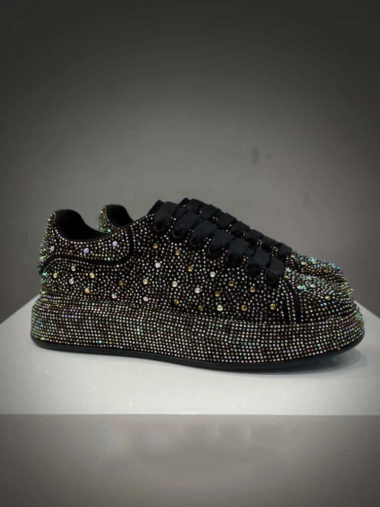 Luxury New Men Rhinestone Lace Up All Match Brand Shoes Causal Flats Loafers Sports Walking Sneakers Zapatos Hombre Vest