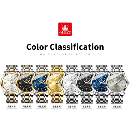 OLEVS 5513 Orologio da uomo Orologio luminoso impermeabile al quarzo originale di marca di moda per uomo Scatola per orologio con doppio calendario in acciaio inossidabile platinumshop