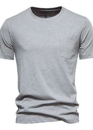 T-shirt homme 100% coton Décontracté Doux Fitness Été T-shirts fins Vêtements d'intérieur Homme Col rond Manches courtes T-shirt uni pour homme