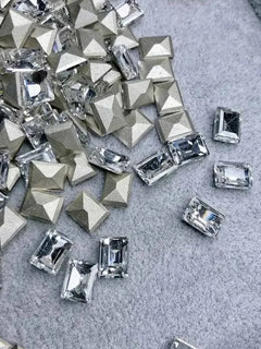 50pcs/bag Ice Sugar Rectangular Pointed Nail Art Jewelry Right Angle Nail Diamond Sugar Diamond Super Flash Nail Jewelry 6mmx8mm
