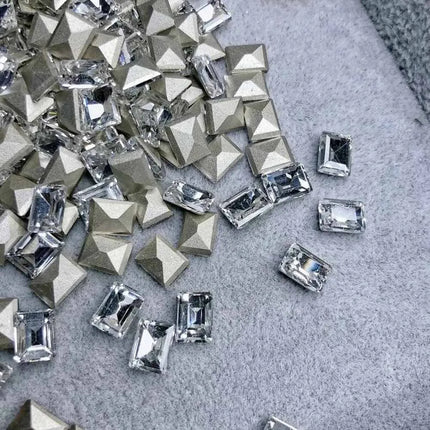 50pcs/bag Ice Sugar Rectangular Pointed Nail Art Jewelry Right Angle Nail Diamond Sugar Diamond Super Flash Nail Jewelry 6mmx8mm