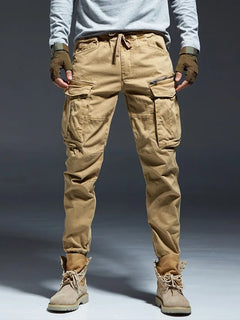 Ankle Length Jogging Pants Men Denim Cotton Pockets Elastic Waist Cargo Pants Men 2020 Winter Thick Tactical Pants