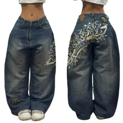 Streetwear New Fashion Stampa oversize Jeans larghi Y2K Harajuku Hip-hop Vintage Popolare Goth Pantaloni a gamba larga a vita alta Pantaloni