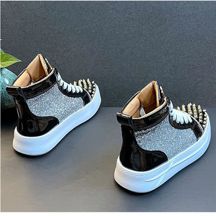 Rhinestone Luxury Designer Sneakers Italy Fashion Men Punk Hip Hop Platform Casual Shoes Trainers Business Wedding Loafers 93