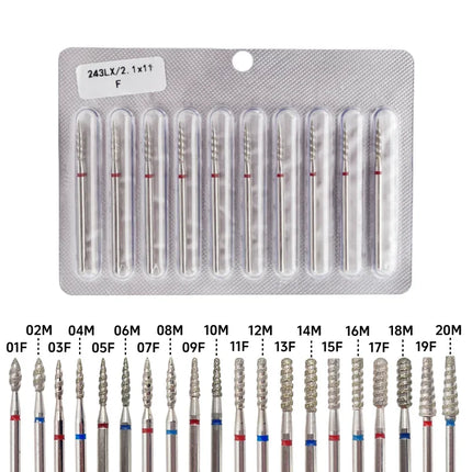 10Pcs Tornado Flame Diamond Nail Drill Bit Fine&Medium Grit Size Manicure Cutters Rotary Burr Drill Accessories Spiral Nail Tool2028 Nail Tools