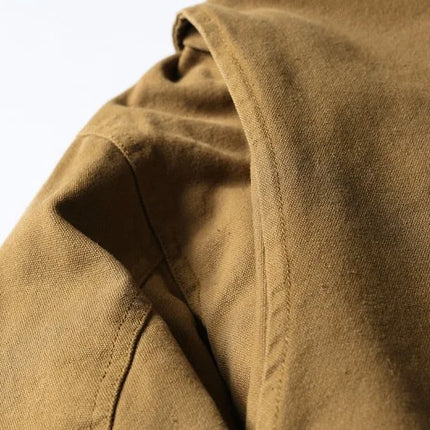 AMEKAJI Retro Japanese Men's Cotton Jaet Thiened Warm Casual Loose Collar Workwear Outerwear Trendy Winter Coat