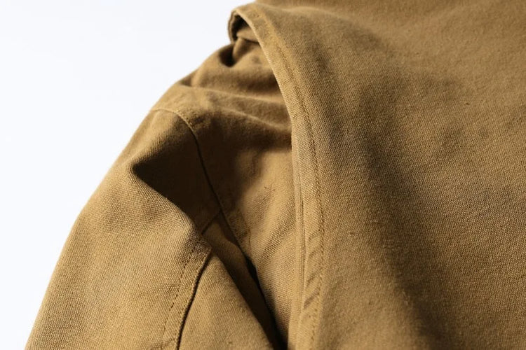 AMEKAJI Retro Japanese Men's Cotton Jaet Thiened Warm Casual Loose Collar Workwear Outerwear Trendy Winter Coat